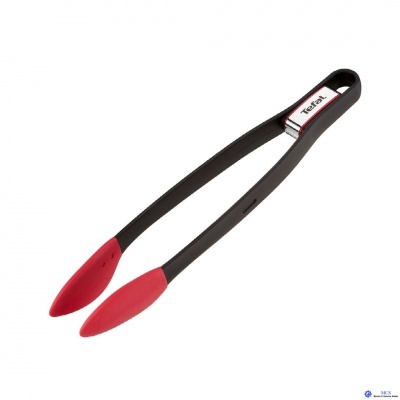 Pegador de cozinha Tefal com extremidades vermelhas e corpo preto