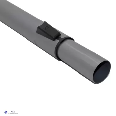 Tubos de plástico cinza com encaixe telescópico e peça preta de ajuste