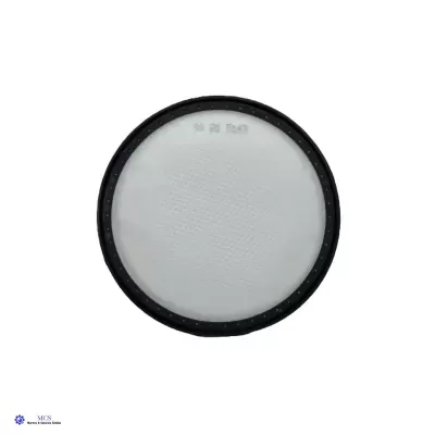 Filtro circular preto com centro branco e selo azul MCS