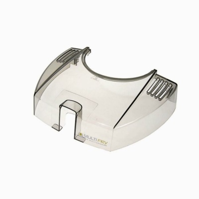 Proteção plástica transparente com zonas cinza fumado e texto MULTI FRY