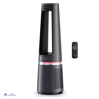 Ventoinha torre preta ROWENTA com display digital e controlo remoto