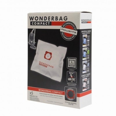 Embalagem do Wonderbag Compact para aspiradores com 5 unidades e capacidade de 3 litros