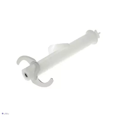 Componente tubular de plástico branco com saliências para encaixe