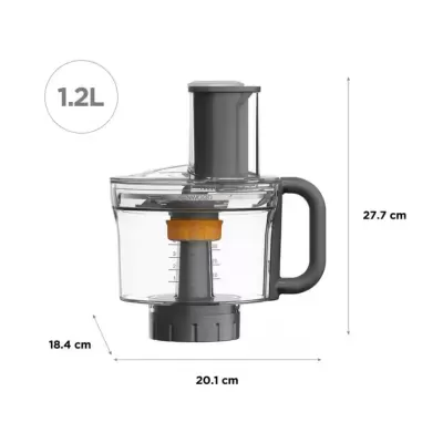 Triturador de alimentos transparente 1.2L com alça cinza