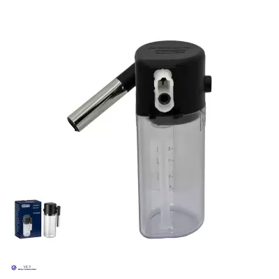 Vaporizador portátil com recipiente transparente, tampa preta e bocal metálico