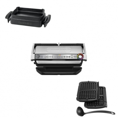 Máquina de cozinha elétrica multifunções com placas para waffle e colher preta