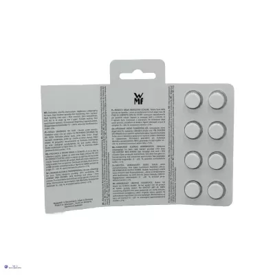 Conjunto de 8 ímanes redondos prateados com embalagem branca e texto multilíngue