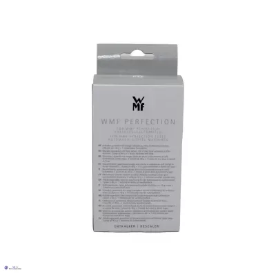 Embalagem branca do produto WMF PERFECTION com texto informativo e logótipo WMF escuro
