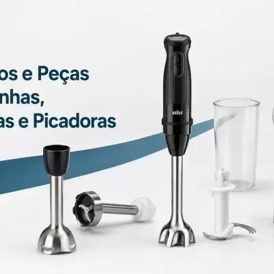 Acessórios e peças para varinhas, batedeiras e picadoras da marca Braun