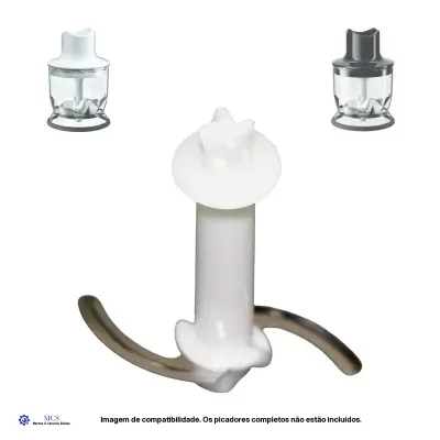 Peças para picadora de alimentos em plástico branco e metal