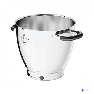 Tigela inox 6,7L com alças pretas e base de indução