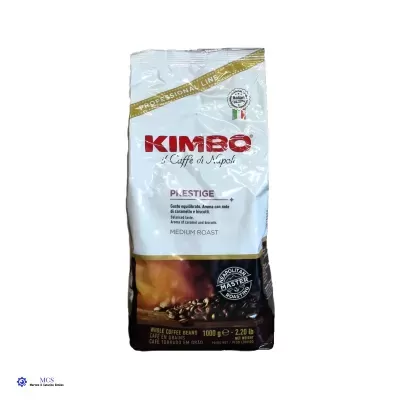 Pacote de café KIMBO Professional Line de 1000 g em embalagem branca e castanha.