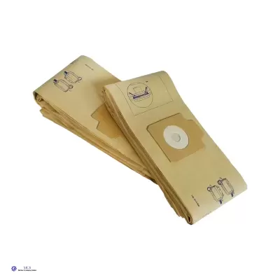 Sacos de aspirador de papel castanho com desenhos a azul e círculo branco