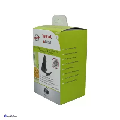 Embalagem verde e branca do produto Tefal ActiFry Family com texto multilíngue