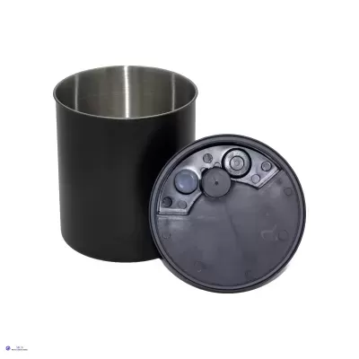 Copo de aço inoxidável preto com tampa preta