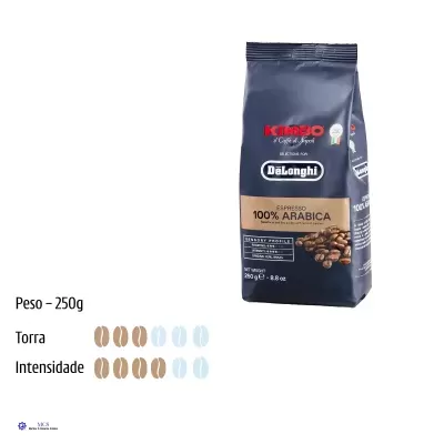 Pacote de café Kimbo DeLonghi Espresso 100% Arabica 250g