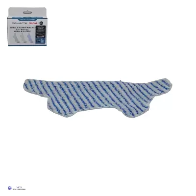 Franja para robot aspirador branco com riscas azuis e embalagem