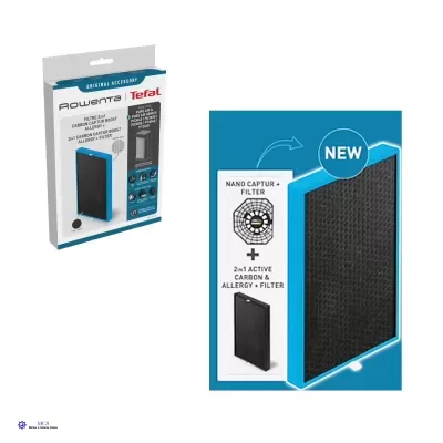 Filtro substituição purificador ar Rowenta Tefal PU4020 preto com filtro carbono