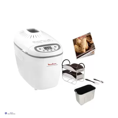 Máquina de fazer pão branca Moulinex com acessórios e livro de receitas