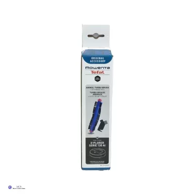Escova turbo animal para aspirador de pó Rowenta Tefal na embalagem branco azul e preto