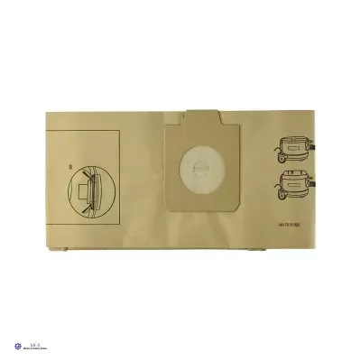 Sacos para aspirador de pó em papel castanho com ilustrações e adesivo branco