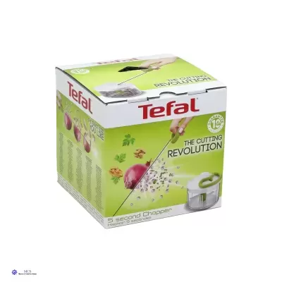 Caixa do cortador Tefal Second Chopper com design branco e verde