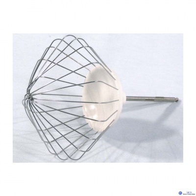 Batedor manual com arame metálico e base branca