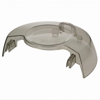 Tampa de plástico translúcido cinza com presilhas