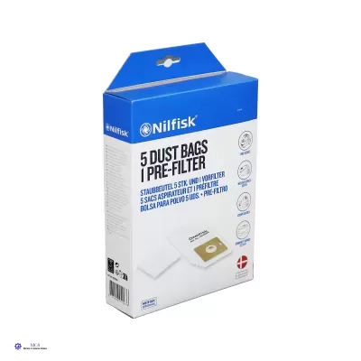 Caixa Nilfisk 5 sacos de pó e 1 pré-filtro para aspirador