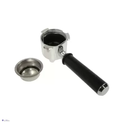 porte-filtro de máquina de café com cabo preto e filtro metálico