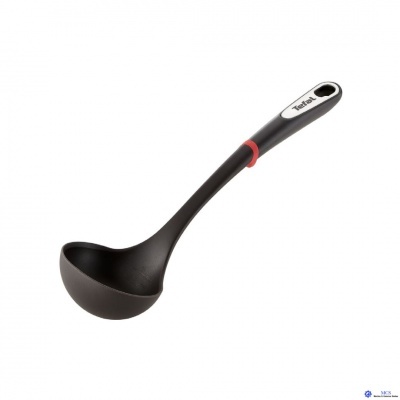 Concha de cozinha preta com cabo preto e detalhe vermelho da marca TEFAL