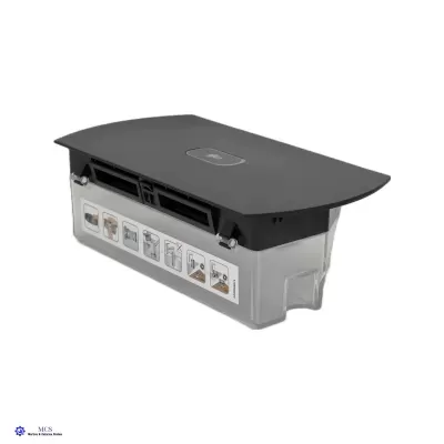 Recipiente de toner preto com tampa negra e corpo translúcido