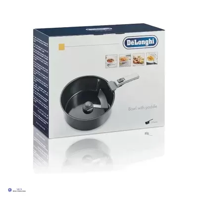 Embalagem de tigela DeLonghi Bowl with paddle, branca e azul com imagem do produto