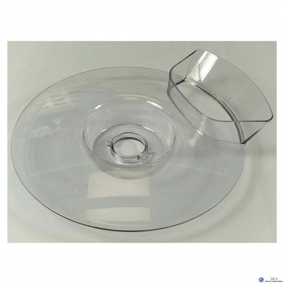 Conjunto de prato redondo e tigela quadrada transparentes para aperitivos