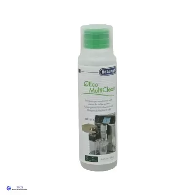 Frasco branco de limpeza DeLonghi Eco MultiClean com tampa verde