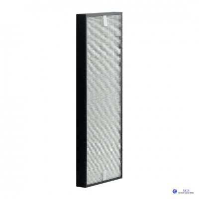 Filtro retangular preto com superfície branca texturizada