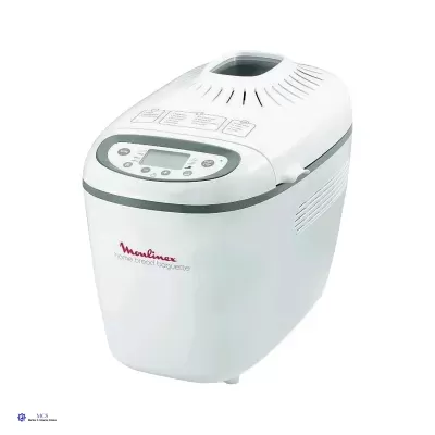 Máquina de pão Moulinex branca com visor digital e botões