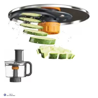 Processador de alimentos a cortar curgete em fatias e cubos