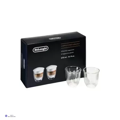 Conjunto de 6 copos de vidro Duplo DeLonghi CAPPUCCINO collection com embalagem preta