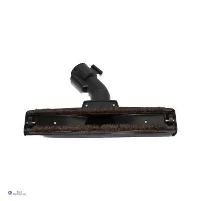 Escova de aspirador preta com cerdas castanhas em fundo branco