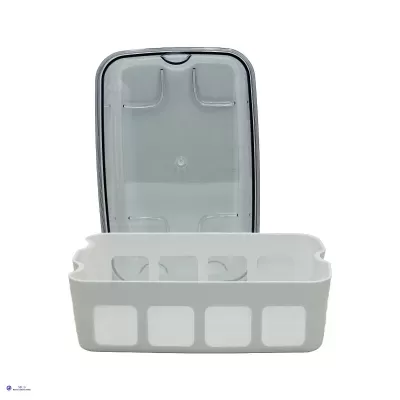 Caixa organizadora branca com tampa transparente fumada