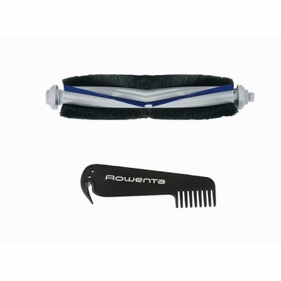 Escova cilindro para aspirador preta com azul e branco e pente preto Rowenta