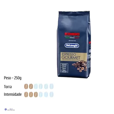 Pacote de café expresso Kimbo Espresso Italiano edição Delonghi azul escuro com grãos de café