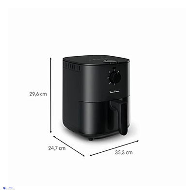 Frigideira de ar quente preta Moulinex com controlo de temperatura e punho frontal