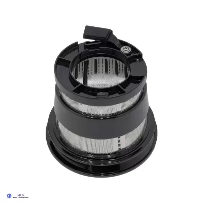 Filtro de cafeteira preto com metal perfurado e tampa fechada