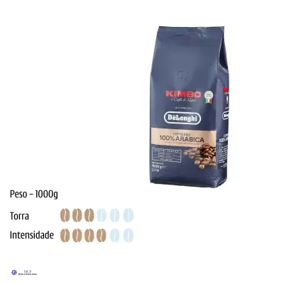 Pacote de café Kimbo DeLonghi 100% Arabica 1000g