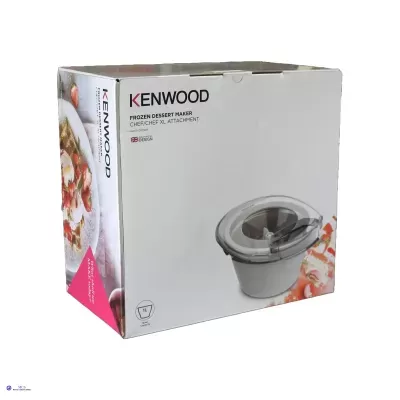 Caixa de embalagem branca do Kenwood Frozen Dessert Maker com imagem do acessório