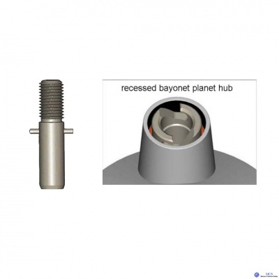 Parafuso com rosca e encaixe metálico cónico cinzento etiquetado
