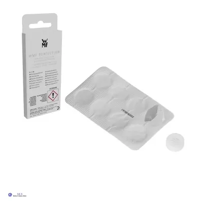 Pastilhas efervescentes brancas para limpeza com embalagem branca WMF PERFECTION