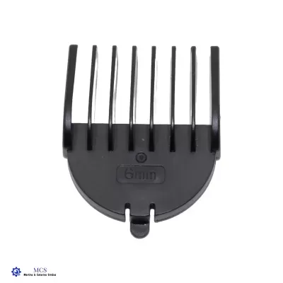 Pente para máquina de cortar cabelo preto com texto 6mm